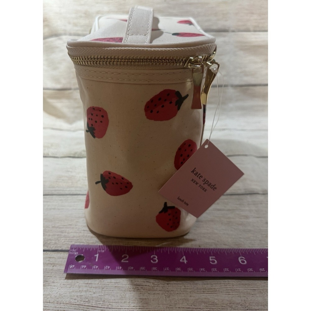 Kate Spade Just Desserts Strawberry Print Lunch / Makeup Bag Tote 10"x6" NWT GTH - Picture 2 of 6